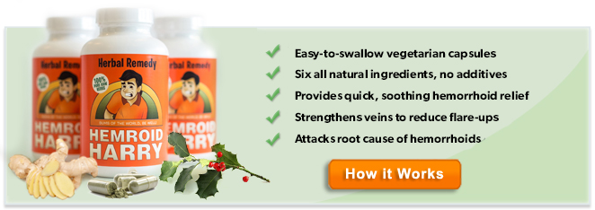 Hemroid Harry's Herbal Remedy: easy-to-swallow vegetarian capsules, six all natural ingredients with no additives, provides quick soothing hemorrhoid relief, strengthens veins to reduce flare-ups, attacks root cause of hemorrhoids